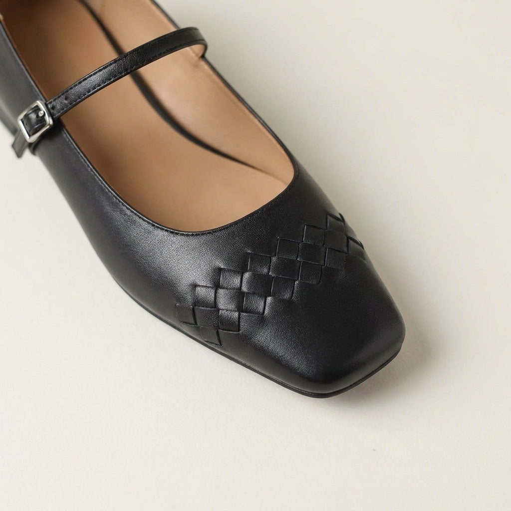 Damskie plecione baleriny Mary Jane z kwadratowym noskiem-Footwear for women-Olave