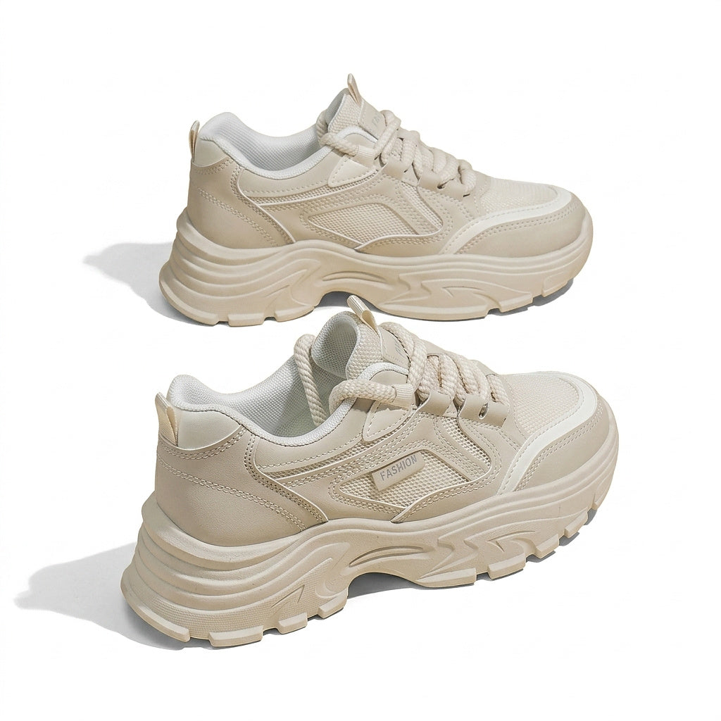 Damskie sneakersy na masywnej platformie sznurowane-Footwear for women-Olave