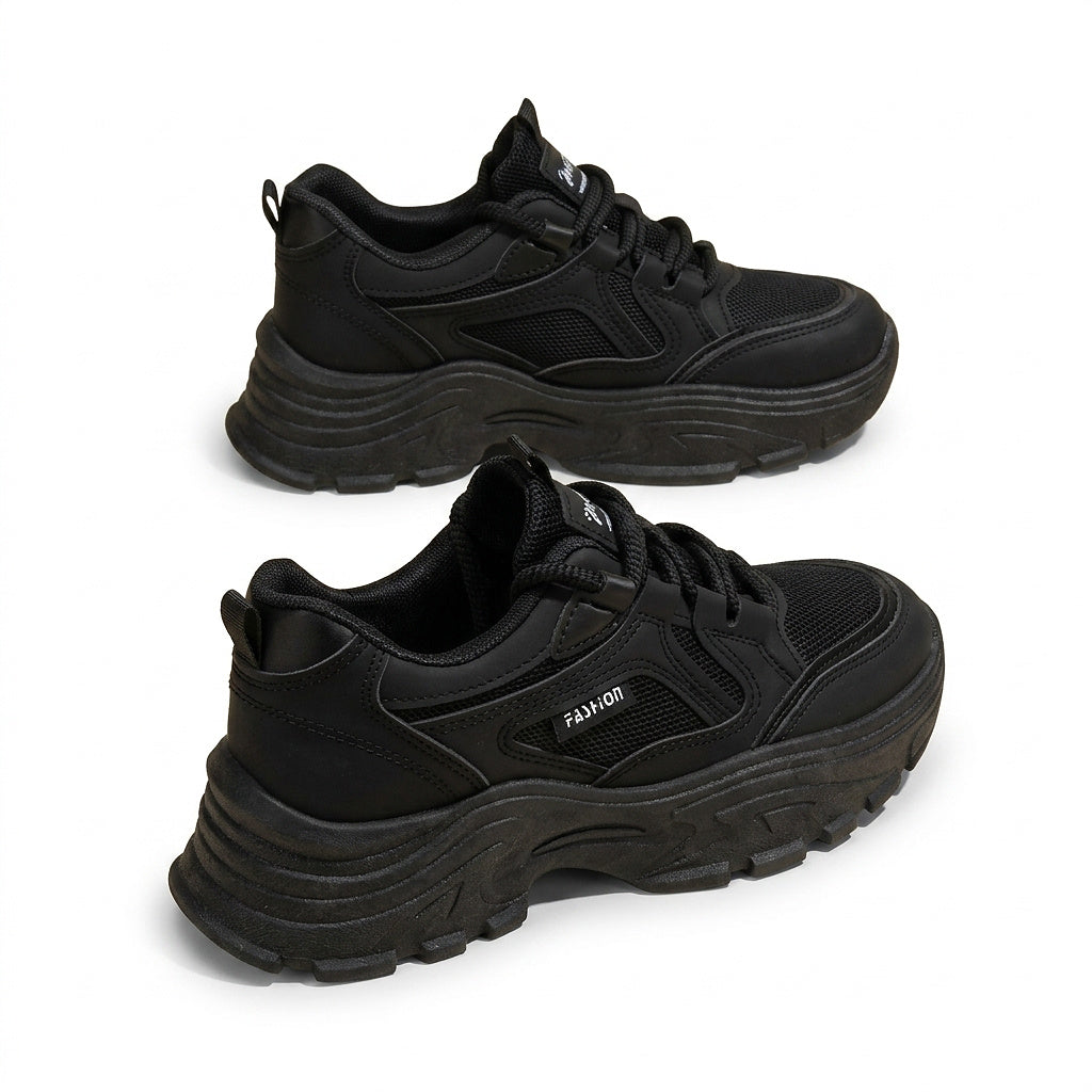 Damskie sneakersy na masywnej platformie sznurowane-Footwear for women-Olave