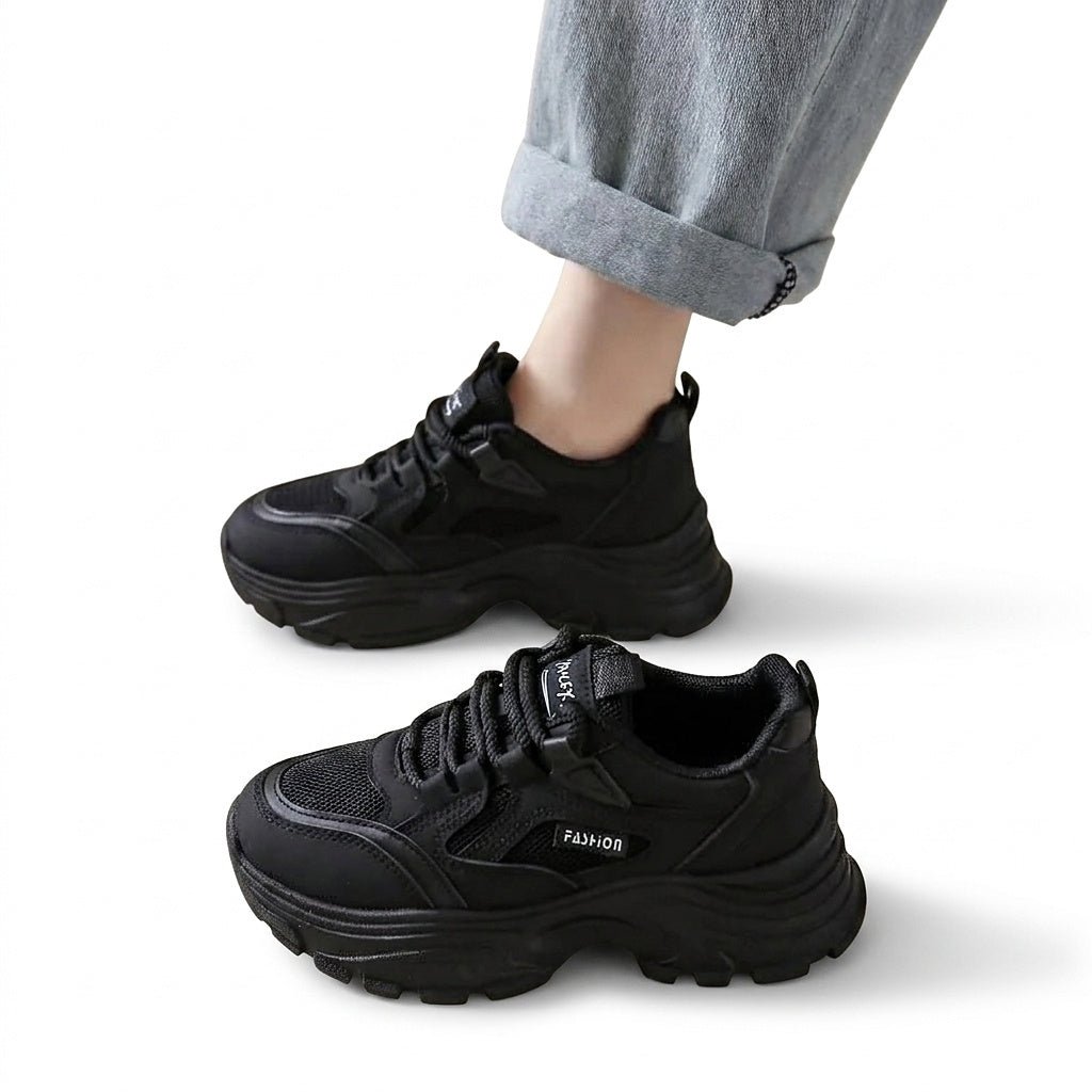 Damskie sneakersy na masywnej platformie sznurowane-Footwear for women-Olave