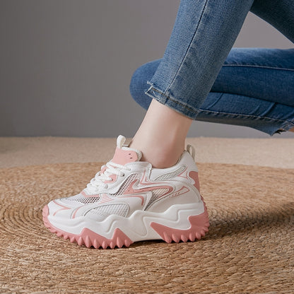 Damskie sneakersy na masywnej podeszwie z siateczką-Footwear for women-Olave