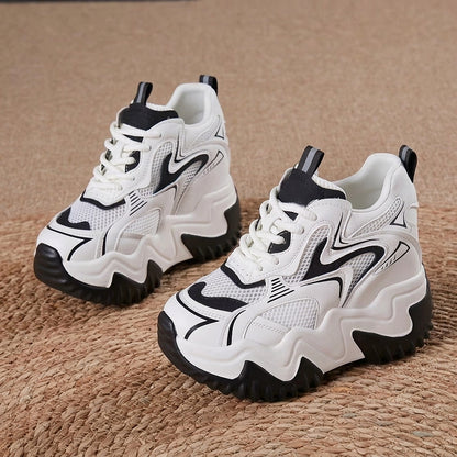 Damskie sneakersy na masywnej podeszwie z siateczką-Footwear for women-Olave