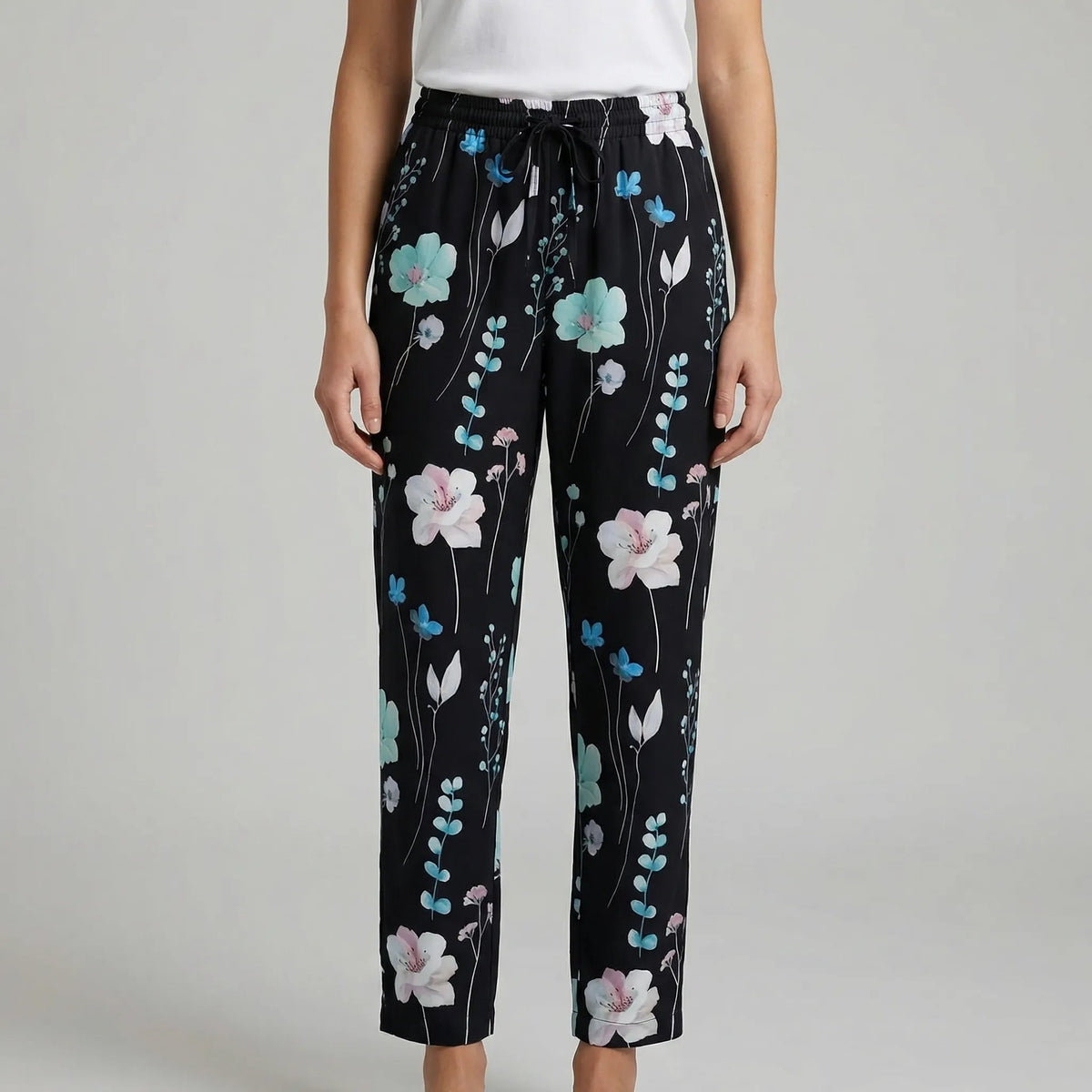 Damskie spodnie jeansowe z prostymi nogawkami i wzorem patchwork-Pants for Women-Olave