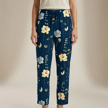Damskie spodnie jeansowe z prostymi nogawkami i wzorem patchwork-Pants for Women-Olave