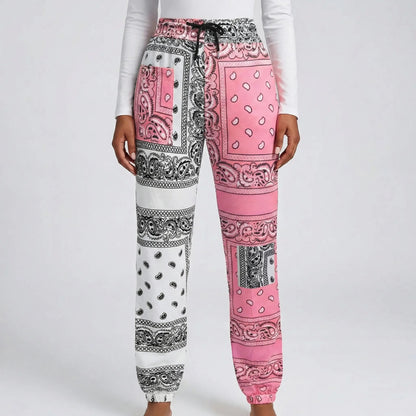 Damskie spodnie joggery we wzór paisley-Pants for Women-Olave