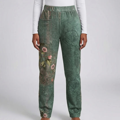 Damskie spodnie joggery we wzór paisley-Pants for Women-Olave