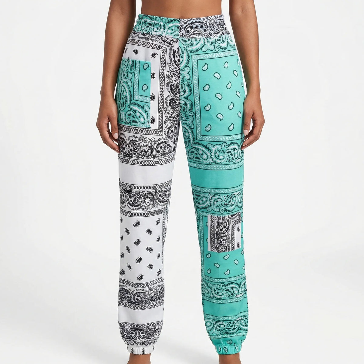 Damskie spodnie joggery we wzór paisley-Pants for Women-Olave