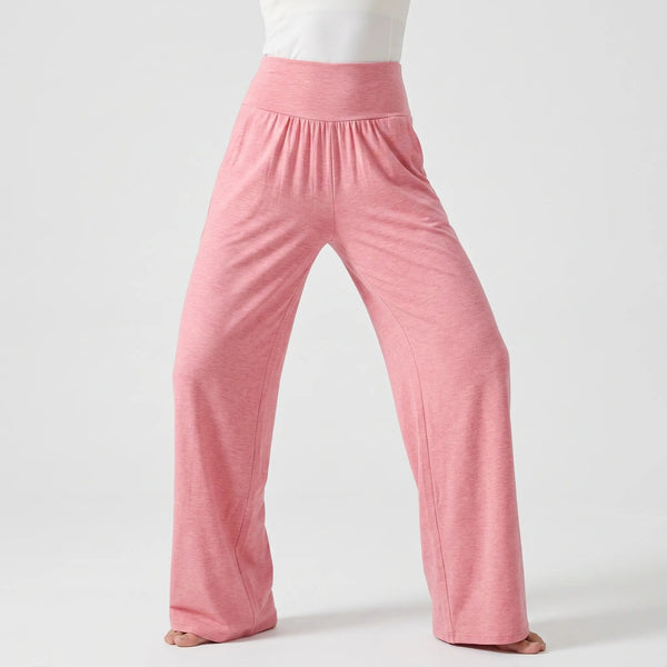 Damskie spodnie wypoczynkowe z wysokim stanem i szerokimi nogawkami-Pants for woman-Olave
