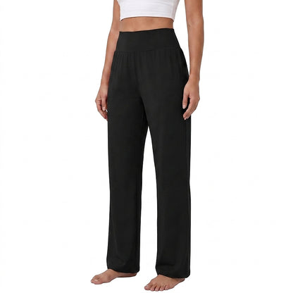 Damskie spodnie wypoczynkowe z wysokim stanem i szerokimi nogawkami-Pants for woman-Olave