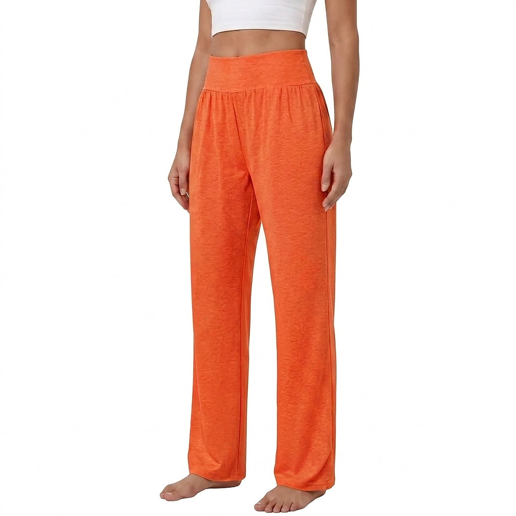 Damskie spodnie wypoczynkowe z wysokim stanem i szerokimi nogawkami-Pants for woman-Olave