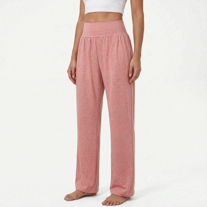 Damskie spodnie wypoczynkowe z wysokim stanem i szerokimi nogawkami-Pants for woman-Olave