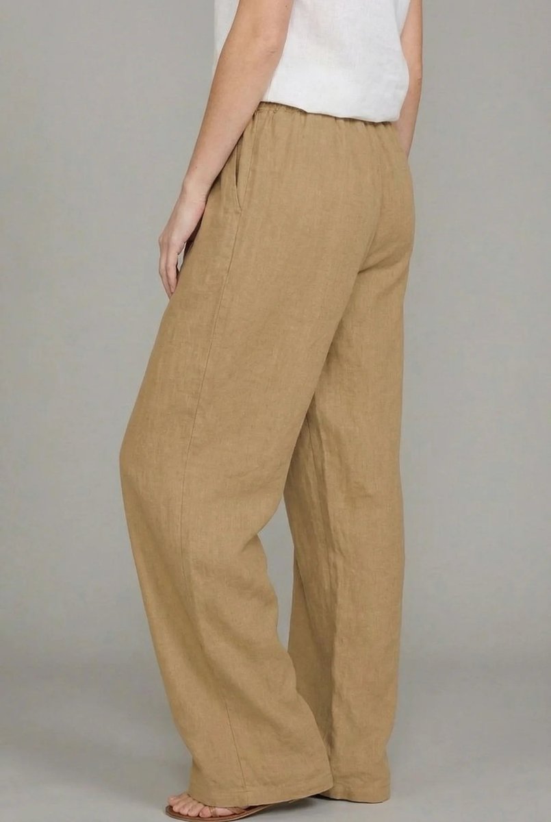 Damskie spodnie z szerokimi nogawkami i sznurkiem-Pants for Women-Olave
