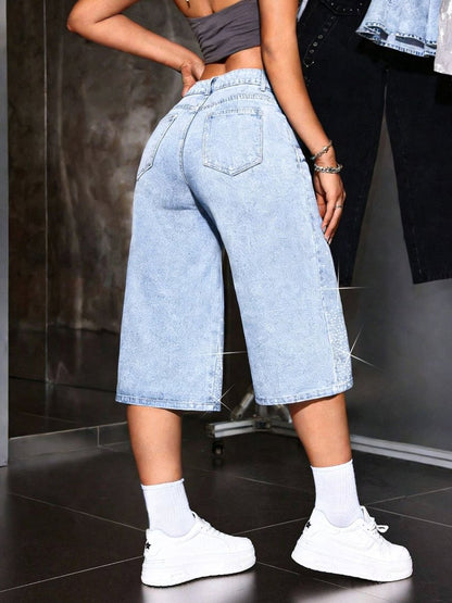 Damskie szorty bermudy z wysokim stanem i cyrkoniami-Shorts for women-Olave