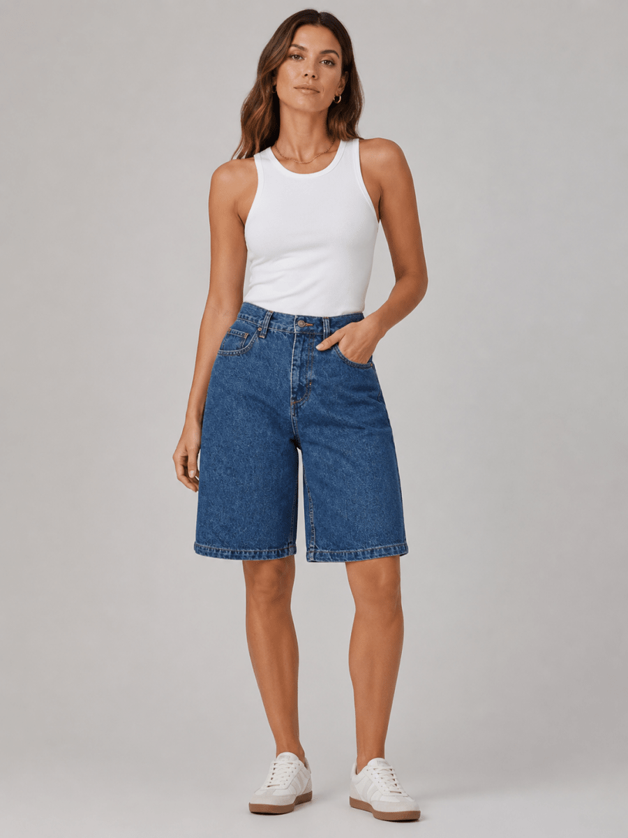 Damskie szorty jeansowe z wysokim stanem-Shorts for women-Olave