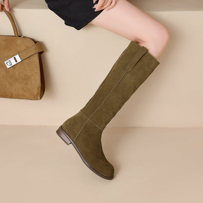 Damskie zamszowe kozaki za kolano-Footwear for women-Olave