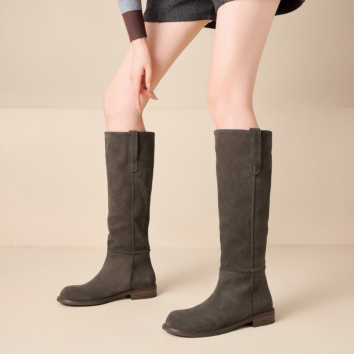 Damskie zamszowe kozaki za kolano-Footwear for women-Olave