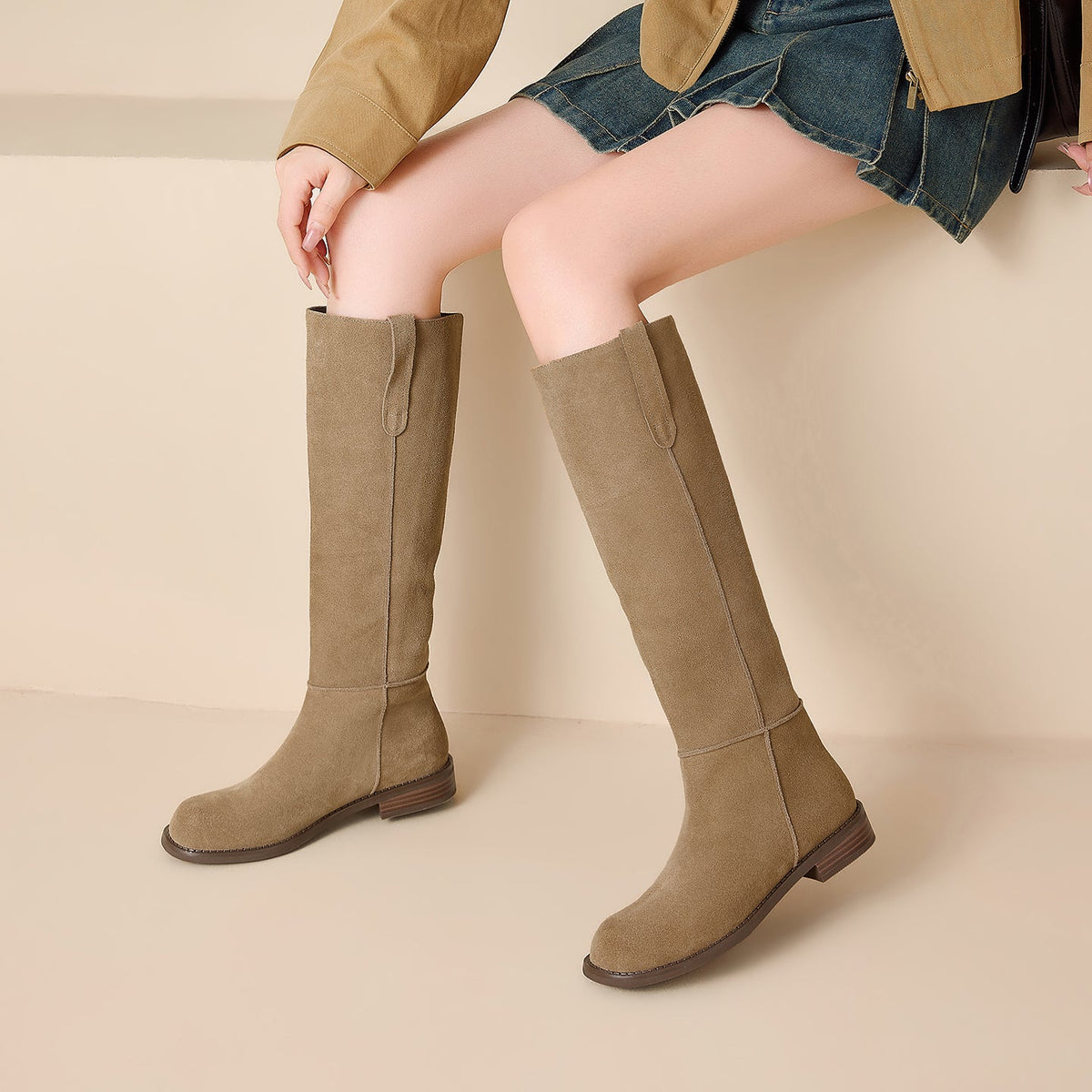 Damskie zamszowe kozaki za kolano-Footwear for women-Olave