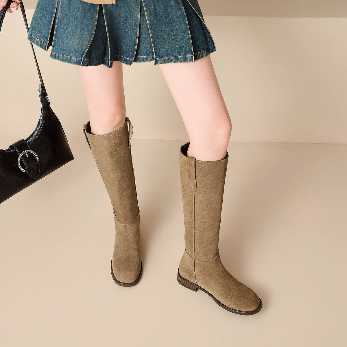 Damskie zamszowe kozaki za kolano-Footwear for women-Olave