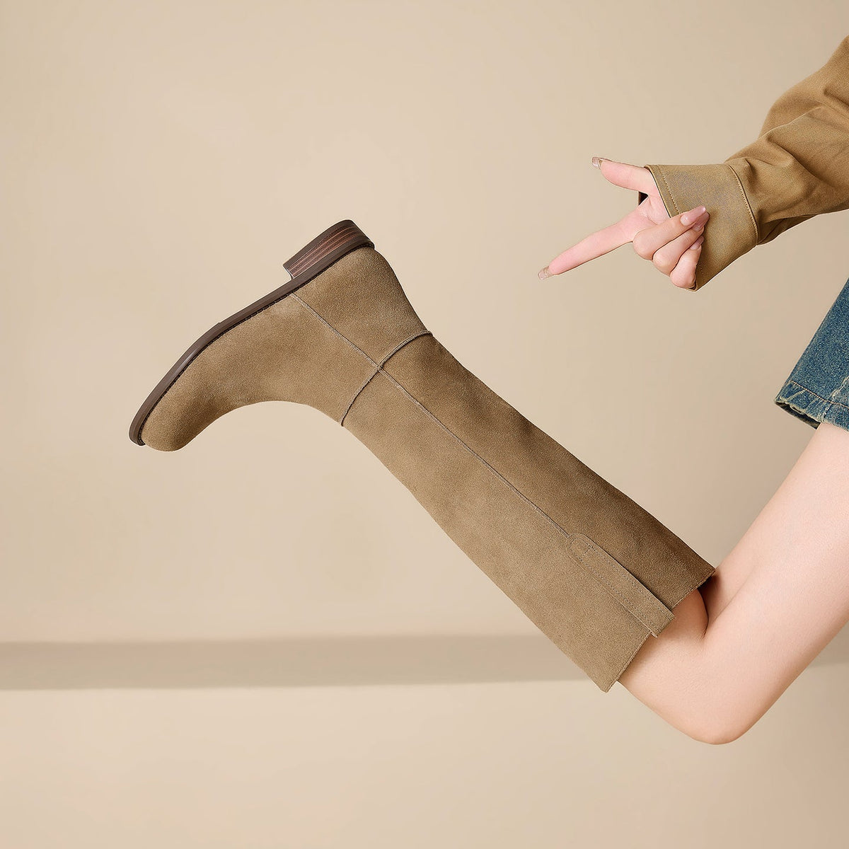 Damskie zamszowe kozaki za kolano-Footwear for women-Olave