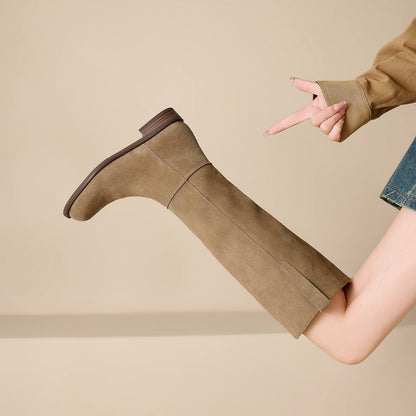 Damskie zamszowe kozaki za kolano-Footwear for women-Olave