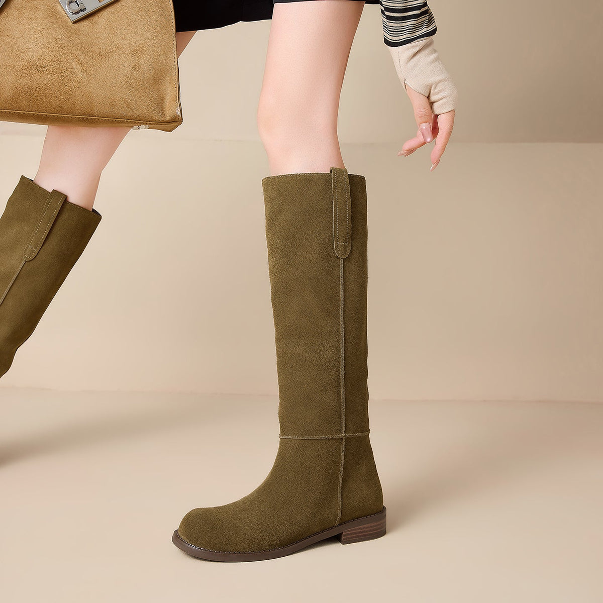 Damskie zamszowe kozaki za kolano-Footwear for women-Olave