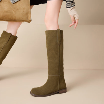 Damskie zamszowe kozaki za kolano-Footwear for women-Olave