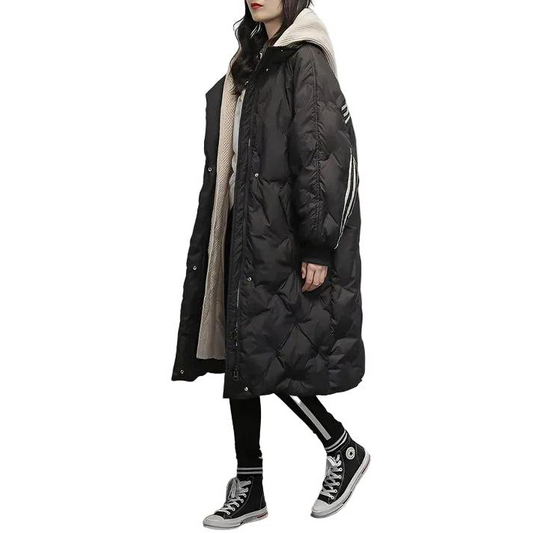 Długa kurtka damska z kapturem, długi krój-Jackets for Women-Olave