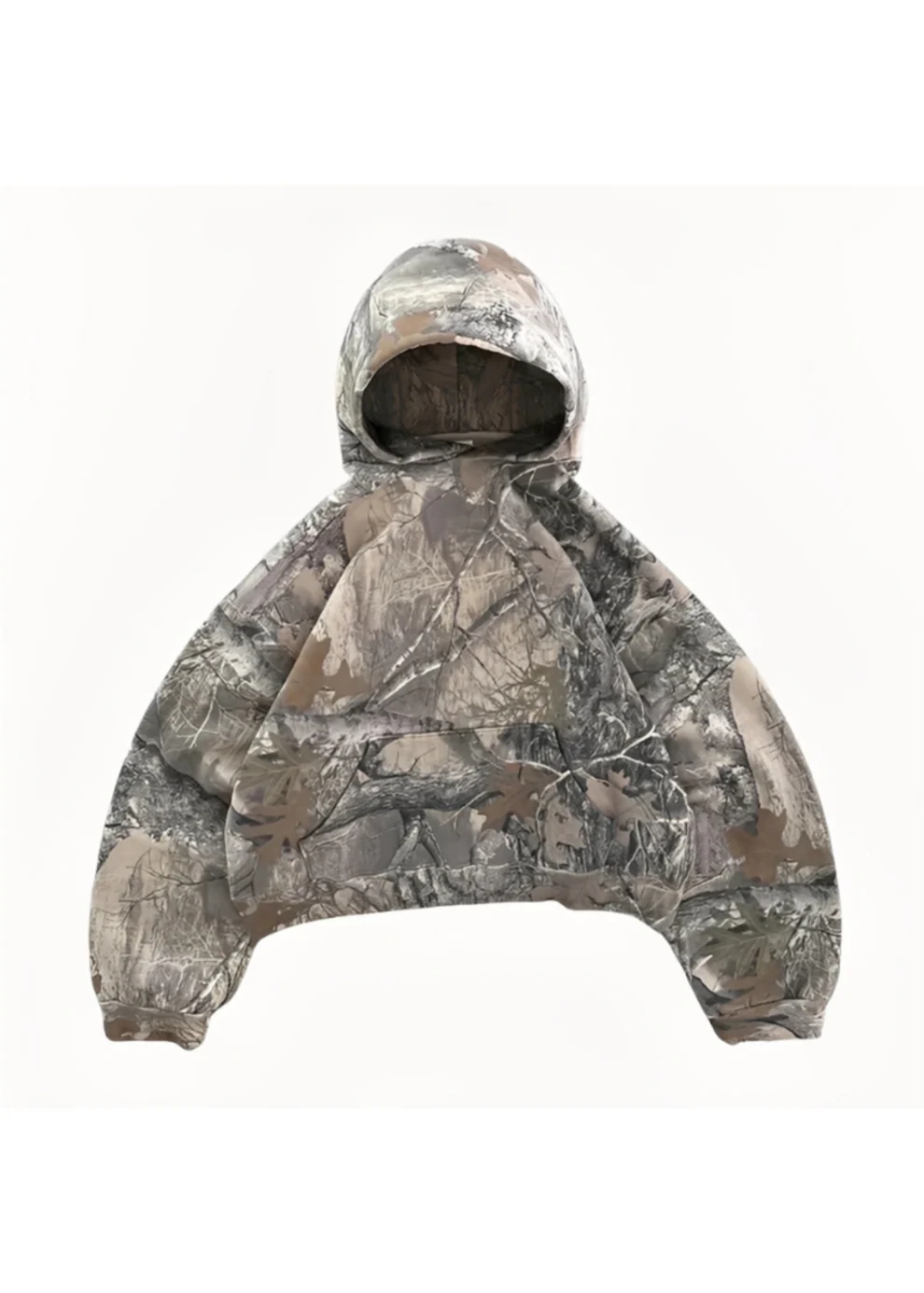 Krótka bluza damska z kapturem w kamuflażu