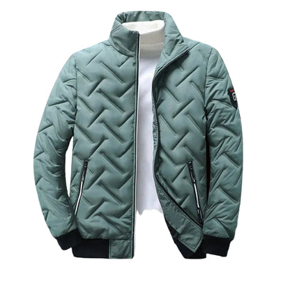 Kurtka Męska z Wysokim Kołnierzem i Geometrycznym Pikowaniem-Olave