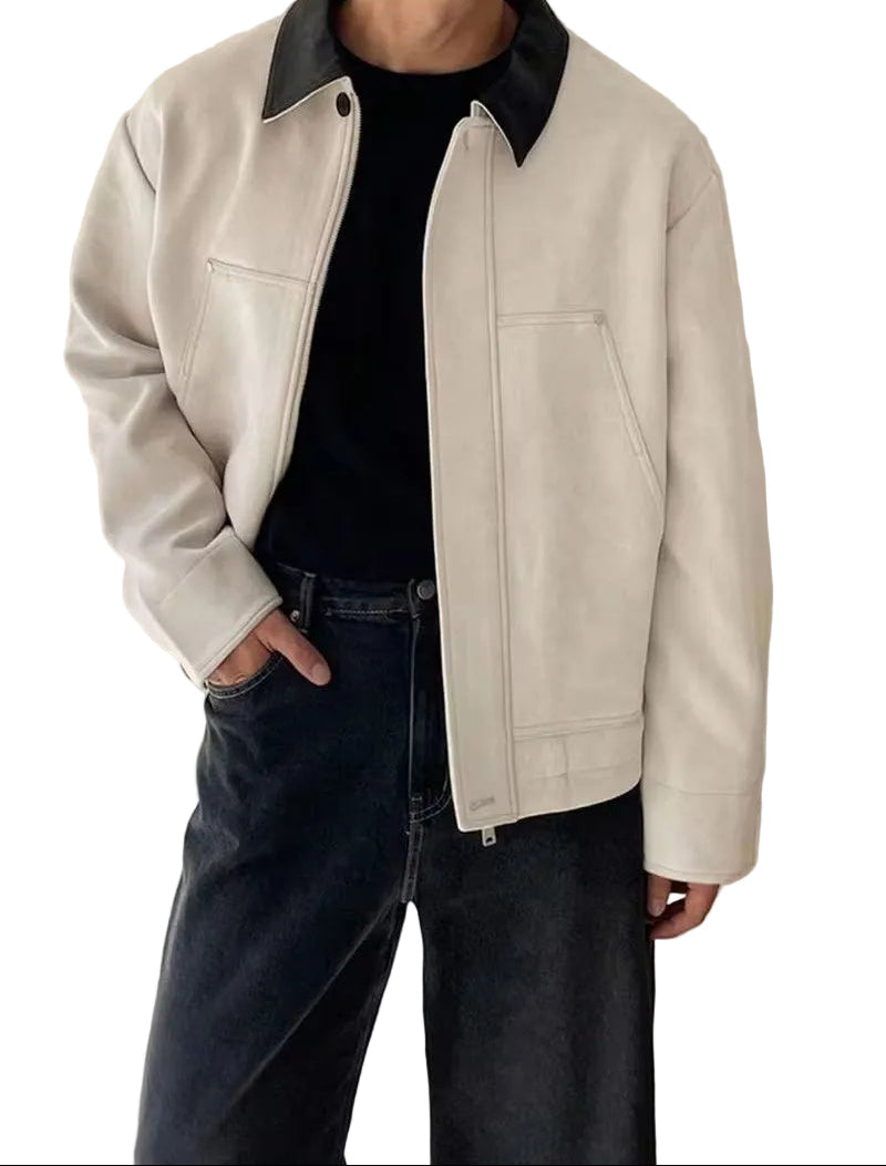 Męska Kurtka Z Kontrastowym Kołnierzem-Olave