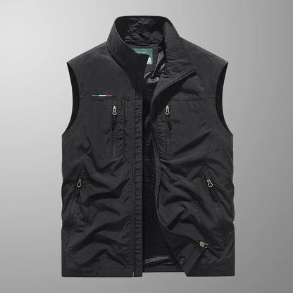 Męska kamizelka cargo bez rękawów z kieszeniami na zamek-Vests for men-Olave