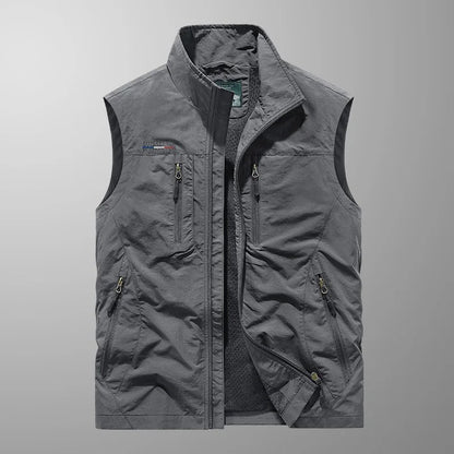 Męska kamizelka cargo bez rękawów z kieszeniami na zamek-Vests for men-Olave