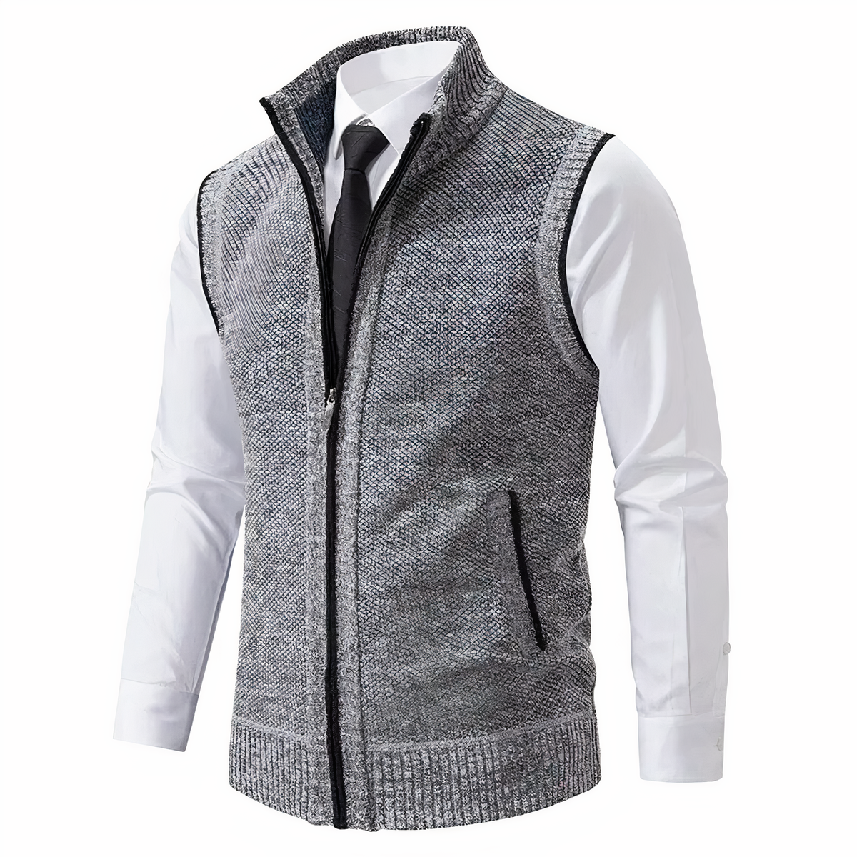 Męska kamizelka dzianinowa zapinana na zamek-Vest for men-Olave