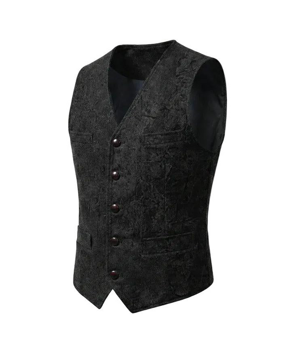 Męska kamizelka zapinana na guziki z dekoltem w kształcie litery V i prostą formą-Vest for men-Olave