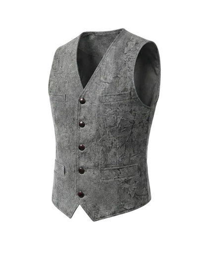 Męska kamizelka zapinana na guziki z dekoltem w kształcie litery V i prostą formą-Vest for men-Olave