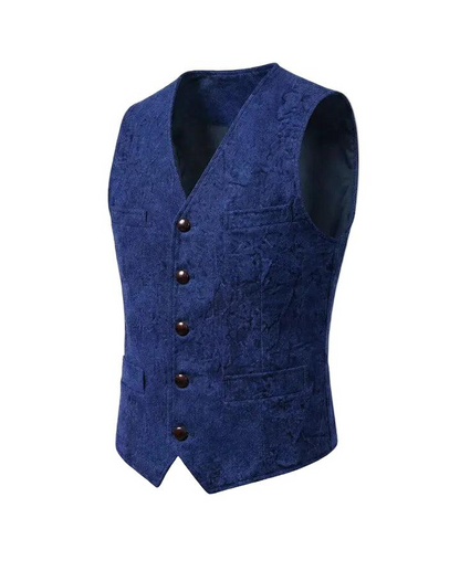 Męska kamizelka zapinana na guziki z dekoltem w kształcie litery V i prostą formą-Vest for men-Olave