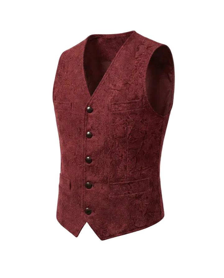 Męska kamizelka zapinana na guziki z dekoltem w kształcie litery V i prostą formą-Vest for men-Olave