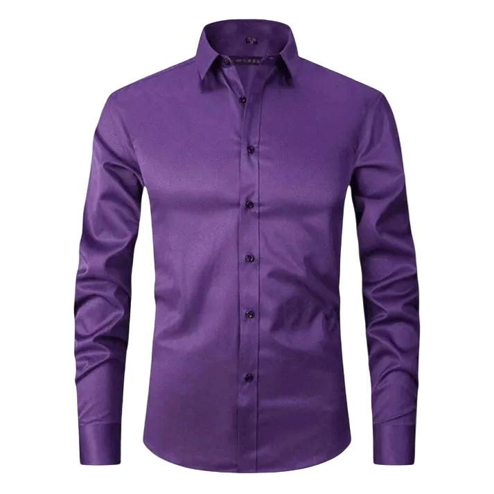Męska koszula z długim rękawem, kołnierzem i zapięciem na guziki-Shirts for Men-Olave