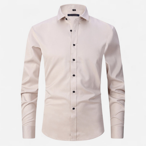 Męska koszula z długim rękawem, kołnierzem i zapięciem na guziki-Shirts for men-Olave