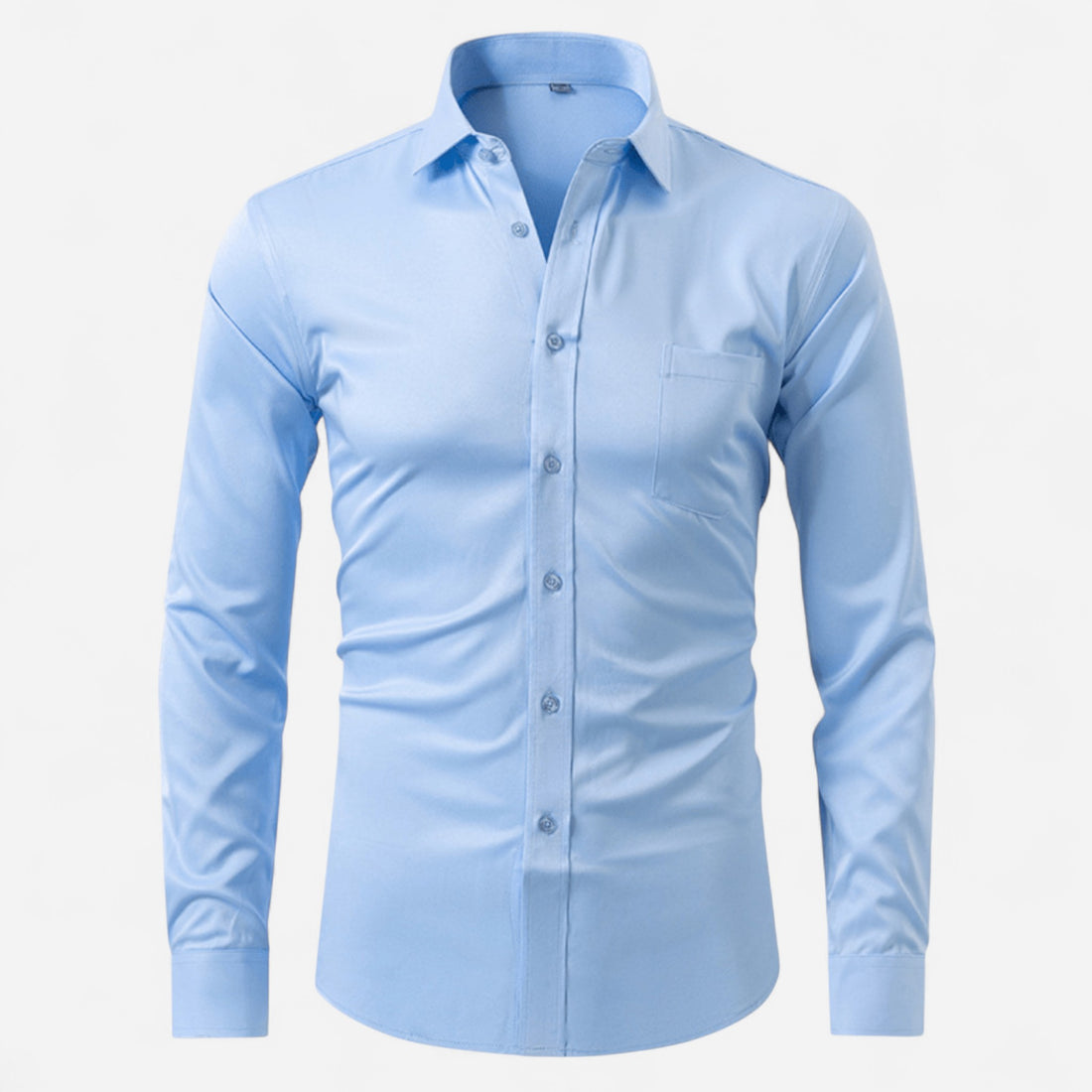 Męska koszula z długim rękawem, kołnierzem i zapięciem na guziki-Shirts for Men-Olave