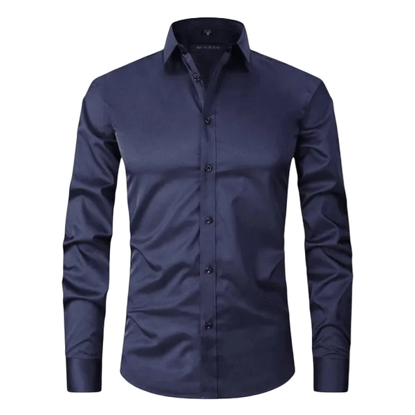 Męska koszula z długim rękawem, kołnierzem i zapięciem na guziki-Shirts for men-Olave