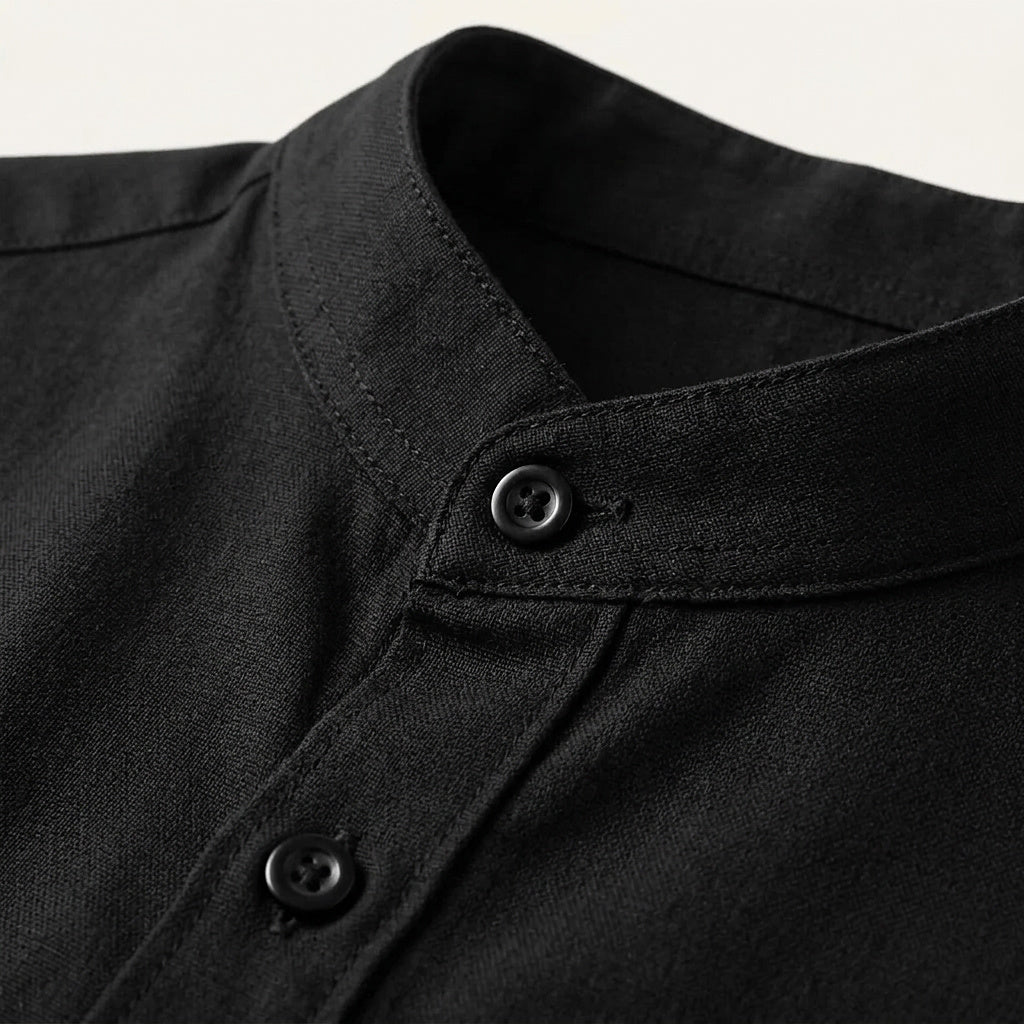 Męska koszula z krótkim rękawem i stójką-Shirts for men-Olave