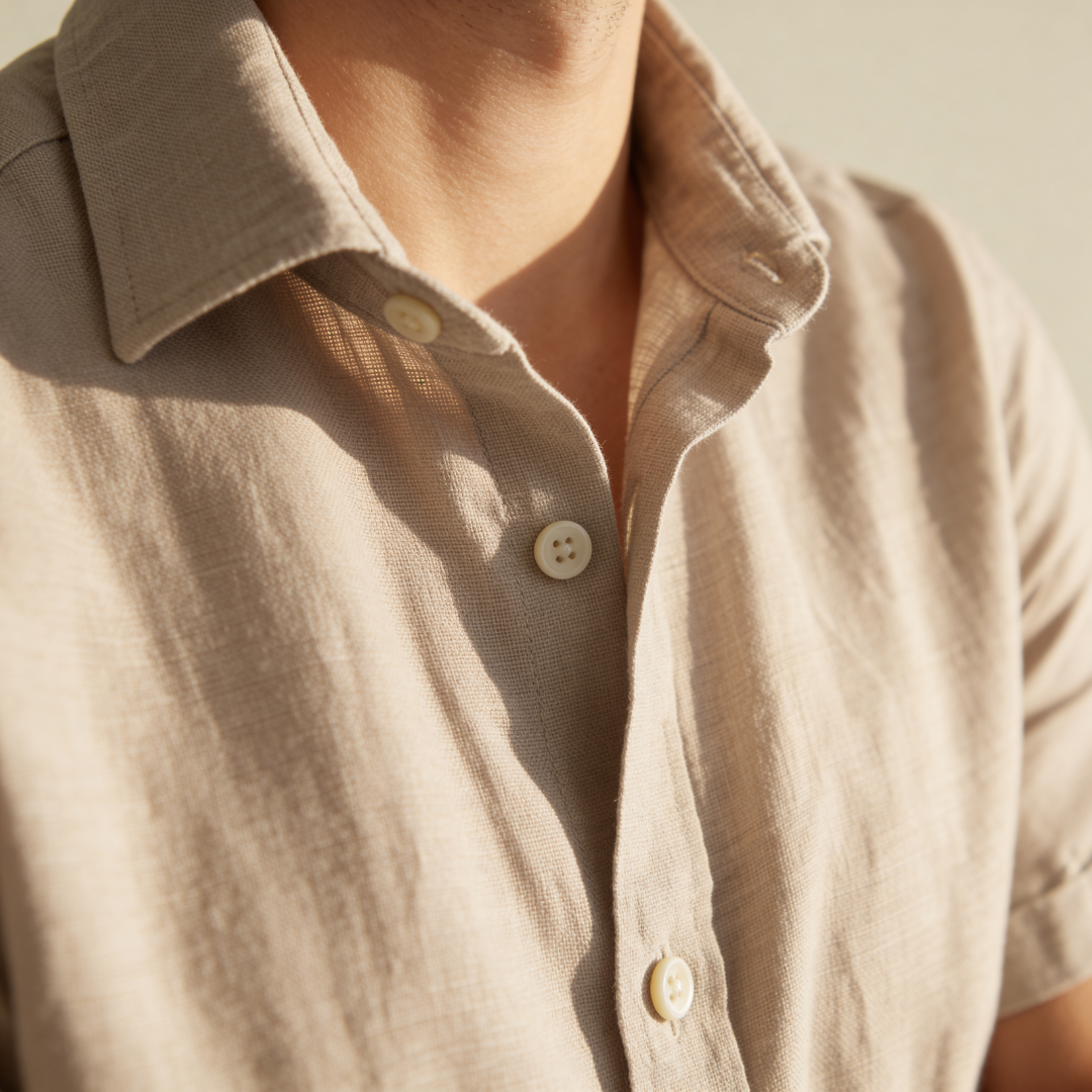 Męska koszula z krótkim rękawem zapinana na guziki-Shirts for men-Olave