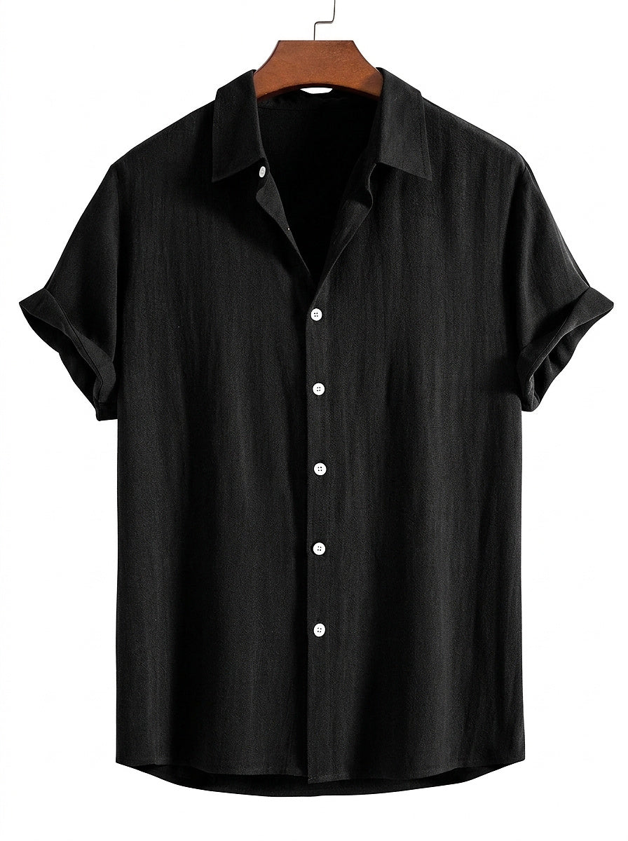 Męska koszula z krótkim rękawem zapinana na guziki-Shirts for men-Olave