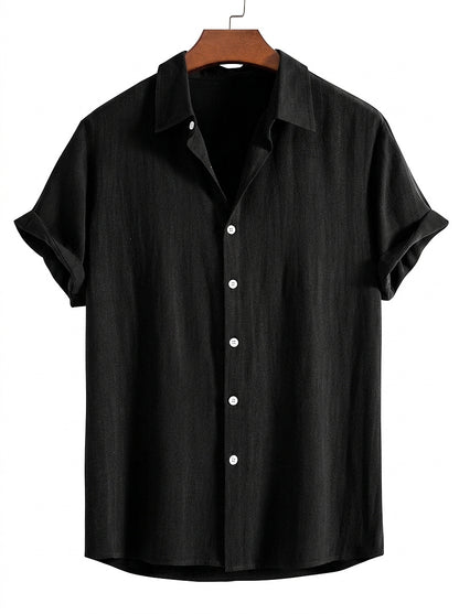 Męska koszula z krótkim rękawem zapinana na guziki-Shirts for men-Olave
