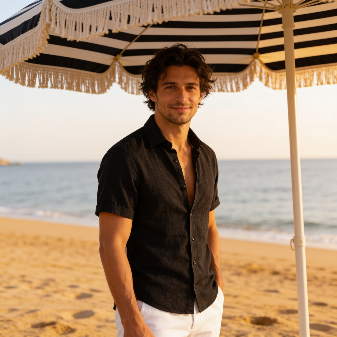 Męska koszula z krótkim rękawem zapinana na guziki-Shirts for men-Olave