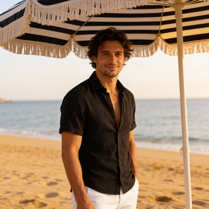 Męska koszula z krótkim rękawem zapinana na guziki-Shirts for men-Olave