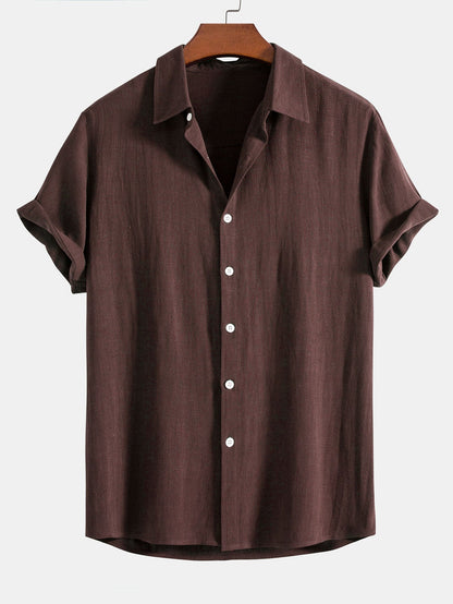Męska koszula z krótkim rękawem zapinana na guziki-Shirts for men-Olave