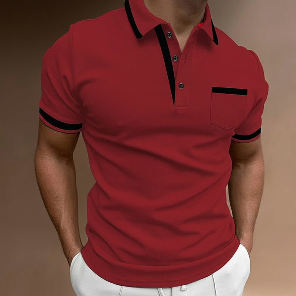 Męska koszulka polo typu slim fit z kontrastowym wykończeniem-T-Shirts & Polos for men-Olave