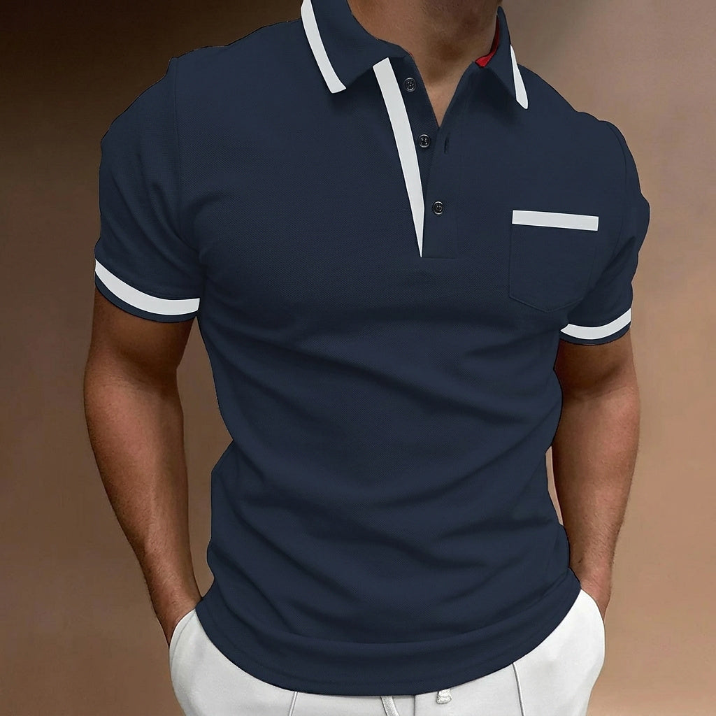 Męska koszulka polo typu slim fit z kontrastowym wykończeniem-T-Shirts & Polos for men-Olave